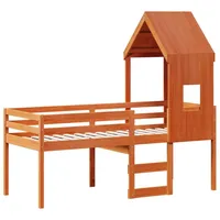 VidaXL Hochbett mit Dach Wachsbraun 90x200 cm Massivholz Kiefer