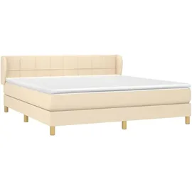 vidaXL Boxspringbett mit Matratze Creme 180x200 cm Stoff