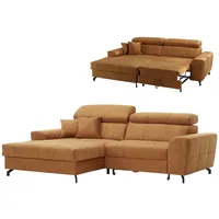 Ecksofa - amber - Samt - mit Liegefunktion - Recamiere links