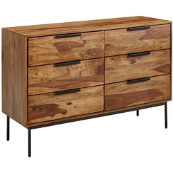 Kadima Design Kommode Sheesham und Metall, 6 Schubladen, Industriedesign. 117x42x80 cm