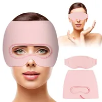 Migräne Maske, 3 in 1 Kopfschmerzen Maske, mit Abnehmbarer Augenmaske, Wiederverwendbare Migräne Mütze Migraine Relief Cap, Migräne Kühlmaske, zur Linderung von Stress und Kopfschmerzen, Rosa