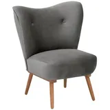 58 aufm Kessel Cocktailsessel Kayra Samtvelours 58 x 71 x 70 cm Grau mit Relax-Funktion