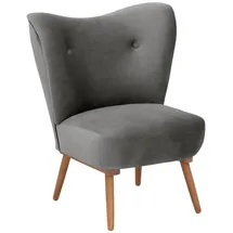 58 aufm Kessel Cocktailsessel Kayra Samtvelours 58 x 71 x 70 cm Grau mit Relax-Funktion