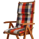 Beautissu Hochlehner Auflage 120 x 50 x 8 cm orange/beige kariert 1 St.