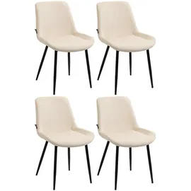 CLP 4er Set Esszimmerstühle Victoria I Polsterstühle Mit Samt-Bezug I Mit Bodenschonern