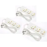 3 x G-L-T 3-Fach Mehrfachsteckdose Weiss Steckdosenleiste, Steckplätze 45 Grad gedreht, Kabel 1,4m, Steckerleiste