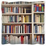 Wallario Dekokissen Weißes Bücherregal mit unterschiedlichen Büchern, handgenäht braun 60 cm x 60 cm