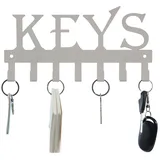 FairyCity Schlüsselhaken KEYS Wand-Schlüsselanhänger 7 Haken, home deko schlüsselbrett,Metall Schlüsselhalter für Wandhaken Dekor,wohnungs zubehör schlüsselboard 25 cm x 12,8 cm Weiß