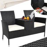 CASARIA® Gartenbank Sitzbank Wetterfest Polyrattan inkl. Tisch Garten Bank