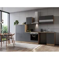 Respekta Küchenzeile Merle 310 cm Grau