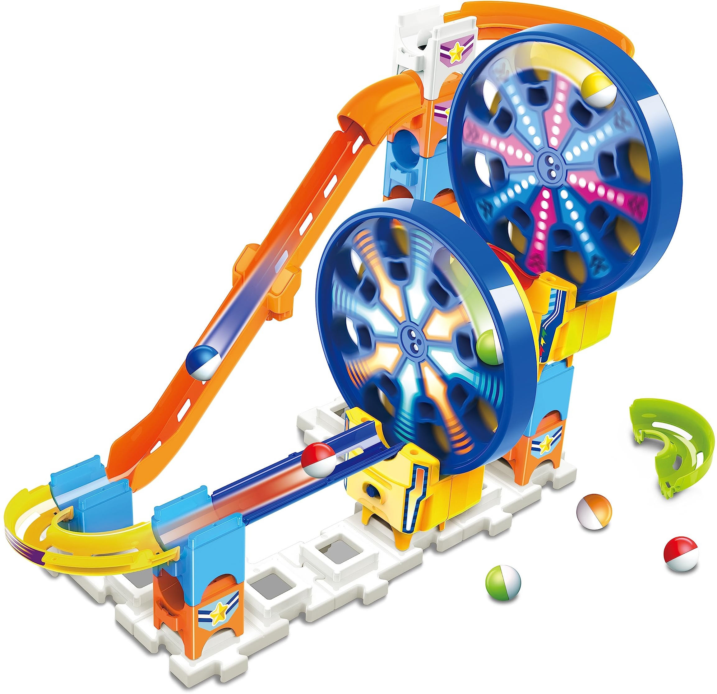 VTech Marble Rush - Fun Fair Set M300 E – Interaktive Murmelbahn mit spannenden Bahnelementen, verschiedenen Aufbaumöglichkeiten und Wegführungen – Für Kinder von 4-12 Jahren