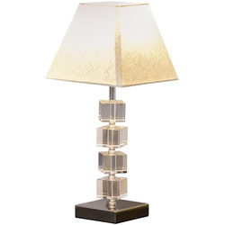 HOMCOM Tischlampe mit Kristallsockel cremeweiß 20 x 20 x 47 cm (BxTxH)   Tischleute Nachttischlampe Lampe Kristall