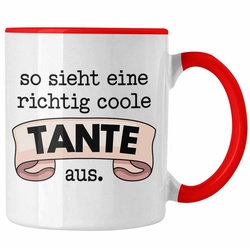 Trendation Tasse Trendation – Beste Tante Geschenk Tasse mit Spruch Kaffeetasse für Coole Tante rot