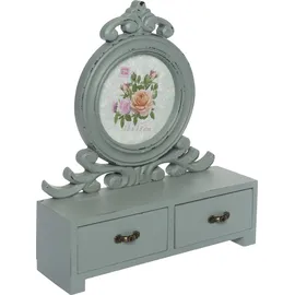 Myflair Bilderrahmen "Senja, grün", grün, B:30cm H:10cm T:37cm, MDF, MYFLAIR MÖBEL & ACCESSOIRES, Bilderrahmen, Bilderrahmen, mit 2 Schubladen, ideal auch als Schmuckkasten, Shabby Optik