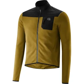 Gonso Radtrikot GONSO "Adventure Jersey Fleece M", Herren, Gr. L, gelb (senf), 100% Polyester (Recycelt), hoch geschlossener Ausschnitt, Trikots, Herren Fahrradtrikot langarm, weiches Fleece-Material, Full-Zip Trikot