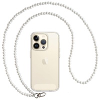 AMAYO - Handykette Universal zum Umhängen, Handyanhänger, Handy Kette Perlen Schlüsselband, Handschlaufe, Handygurt, Handyband, Kordel, Lanyard, Smartphone und Handy Hülle (Weiß Perlen Universal)