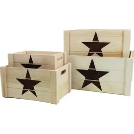 Hti-Living Aufbewahrungsbox Holzkisten-Set 4-tlg. schwarz