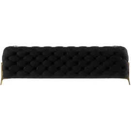 s-style möbel Chesterfield-Sofa 3-Sitzer Willow mit Metall Füßen, Schwarz Samt