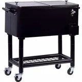 Edelstahl-Servierwagen "Fidschi" mit Ablagefläche, rollbarer Kühlwagen für Getränke und Speisen, 91 x 48 x 46 cm, 76 Liter