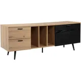 FineBuy TV Schrank 150 cm Fernsehtisch Fernsehschrank Eiche Schubladen