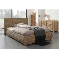 Wolf Möbel Rattanbett "Round" 200x200cm Rattan Holz Doppelbett Bettgestell Bett