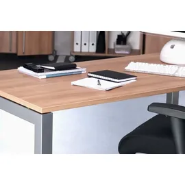 Hammerbacher JS12 höhenverstellbarer Schreibtisch nussbaum rechteckig, 4-Fuß-Gestell silber 120,0 x 80,0 cm