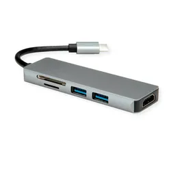 ROLINE Dockingstation Typ C HDMI 2x USB3.2 Gen1 A SD/MicroSD - Digital/Daten