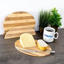 Relaxdays Frühstücksbrettchen Bambus HxBxT: ca. 0,5 x 25 x 18 cm Küchenbretter im Set mit Halter Schneidebretter