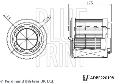 BLUE PRINT Luftfilter adbp220198 Filtereinsatz 175mm für Ford VW
