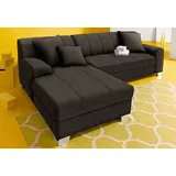 DOMO collection Ecksofa »Turah incl. Zierkissen, moderne Steppung, auch in Leder«, wahlweise mit Bettfunktion, Schlafsofa, B/T/H: 239/152/75 cm, L-Form grau