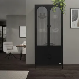 ML-Design Vitrinenschrank 80 x 185 x 40 cm Schwarz