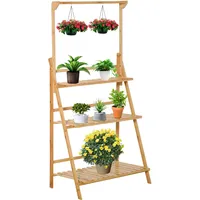 Outsunny Blumentreppe aus Holz Pflanzenständer Leiterregal einstellbare Hängehöhe Blumenständer
