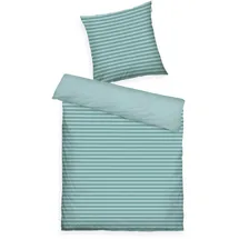 Tom Tailor Renforcé Bettwäsche MEDIUM STRIPES Türkis 155 x 220 cm + 80 x 80 cm
