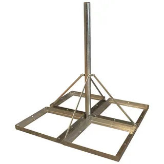 PremiumX Flachdachständer DELUXE 4x 50x50cm Stahl 1,2m Mast 60mm SAT Balkonständer für Satelliten-Schüssel