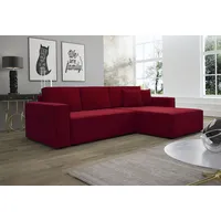 Fun Möbel Ecksofa Schlafsofa Sofa CONOR PREMIUM Stoff Kronos Bordeauxrot Ottomane Rechts