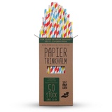 BestLivings Nachhaltige Papierstrohhalme 50 Trinkhalme aus Kraftpapier "Bunt" 20cm - Papiertrinkhalme 100% Biologisch abbaubar, Stabil und Bruchfest
