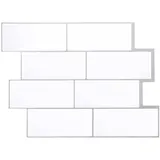 vidaXL U-Bahn-Fliese 10 pcs Weiß Grau 29 x 21 cm Polyurethan und Pet