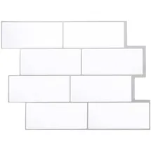 vidaXL U-Bahn-Fliese 10 pcs Weiß Grau 29 x 21 cm Polyurethan und Pet