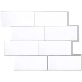 vidaXL U-Bahn-Fliese 10 pcs Weiß Grau 29 x 21 cm Polyurethan und Pet