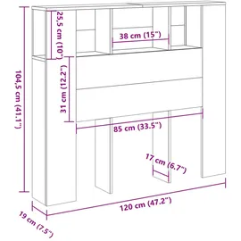 vidaXL Kopfteil mit Ablagen Altholz-Optik 120x19x104,5cm Holzwerkstoff