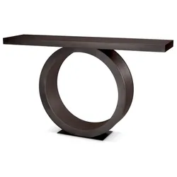 Casa Padrino Luxus Konsole Mokka / Bronze 130 x 30 x H. 76,5 cm - Rechteckiger Massivholz Konsolentisch - Luxus Möbel - Wohnzimmer Möbel - Luxus Einrichtung - Wohnzimmer Einrichtung