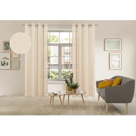 OTTO home Gardine OTTO HOME "Fritty", beige, B:140cm H:225cm, Ausbrenner, Polyester, Gardinen, Gardine, Ösen, transparent, Pflegeleicht, elegante Längststreifen