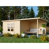 Gartenhaus Flachdach Gerätehaus Holz naturbelassen Garten Holzhaus 3m Anbau