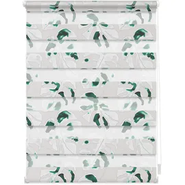 Lichtblick Duo Rollo / Doppelrollo Klemmfix 60 x 150 cm monstera/grün