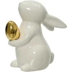 MARELIDA Hase mit goldenem Ei Osterhase Frühling Osterdeko Dekofigur H: 13cm