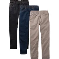 bonprix Regular Fit Schlupfhose aus reiner Baumwolle, Straight (3er-Pack), schwarz, Gr.152, Lässige Jungen, 5-Pocket-Hose mit elastischem Gummizugbund, Regular Fit