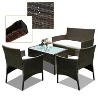TolleTour Sitzgruppe Balkon-set Gartenmöbel Ecksofa Essgruppe Lounge Sessel Polyrattan braun - Braun