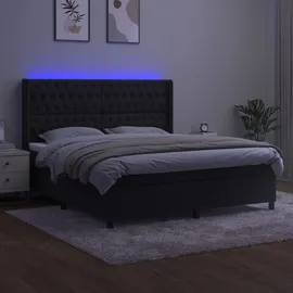 vidaXL Boxspringbett mit Matratze & LED Schwarz 180x200 cm Samt