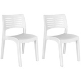 Mojawo 2er Set Gartensessel Stapelstuhl Bistrostuhl stapelbar Balkonmöbel Gartenmöbel Kunststoff Weiß