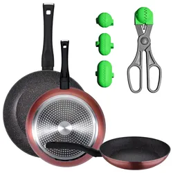 San Ignacio Venus – 3er-Set Bratpfannen 20/24/28 cm Induktion mit Utensil für Kroketten Grün geschmiedetes Aluminium